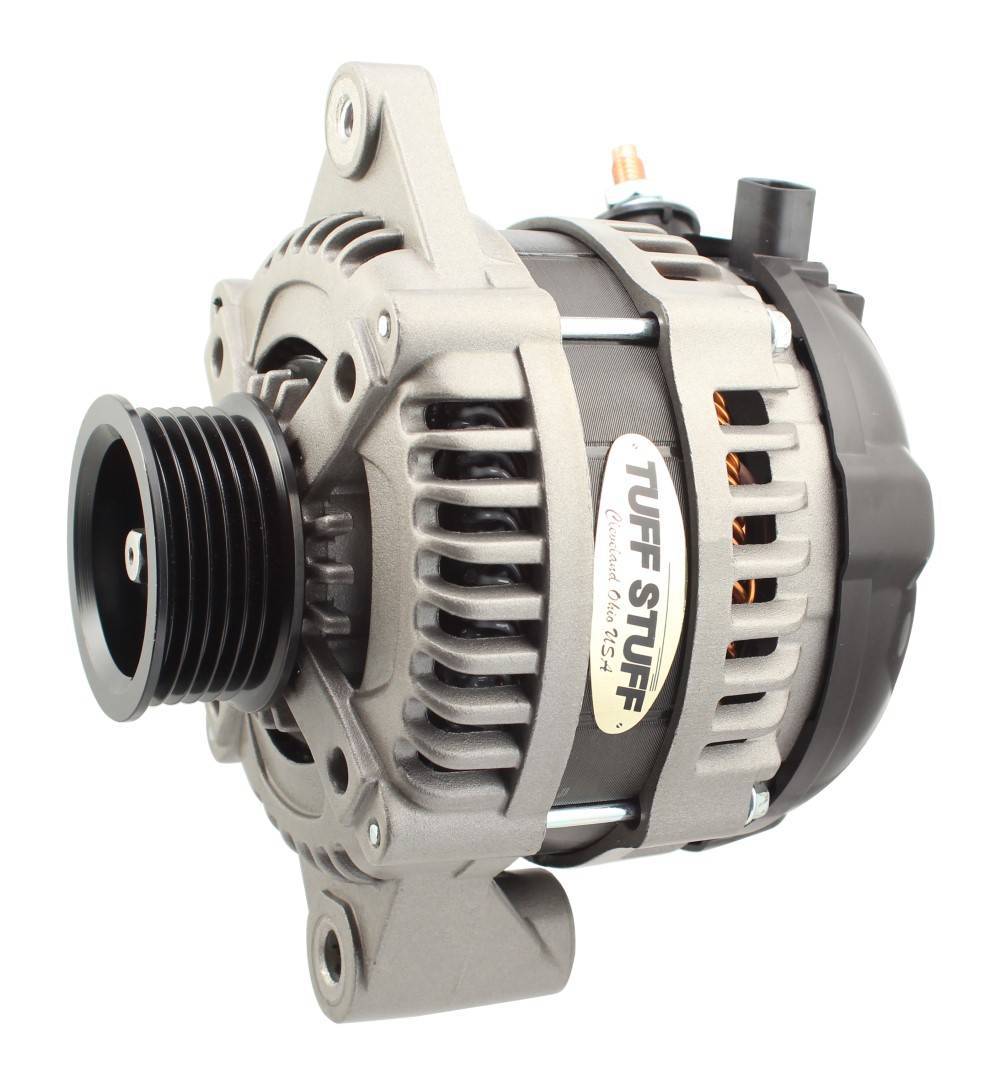 Tuff-Stuff Alternator - Factory Cast PLUS - 225 amps - 12V - 1-Wire - 6-Rib Serpentine Pulley - Aluminum Case -