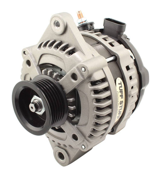 Tuff-Stuff Alternator - Factory Cast PLUS - 225 amps - 12V - OEM - 6-Rib Serpentine Pulley - Aluminum Case - Natural -