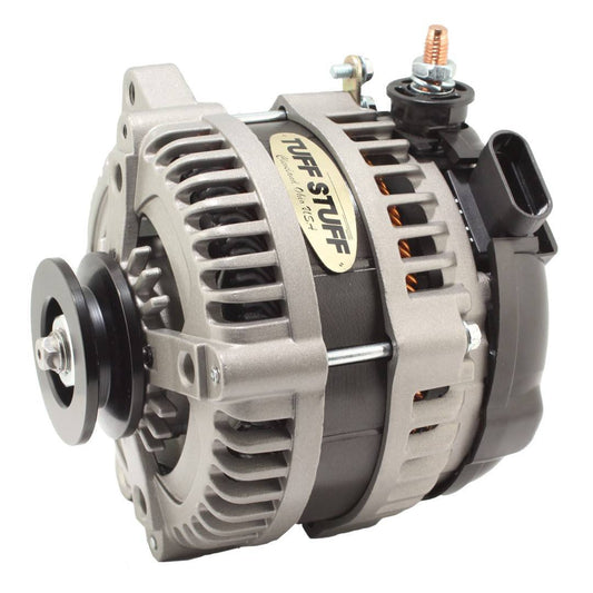 Tuff-Stuff Alternator - Factory Cast PLUS - 225 amps - 12V - OEM - Single V-Belt Pulley - Aluminum Case - Natural - GM
