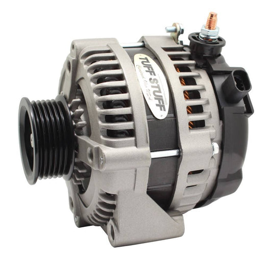 Tuff-Stuff Alternator - Factory Cast PLUS - 225 amps - 12V - 1-Wire - 6-Rib Serpentine Pulley - Aluminum Case -