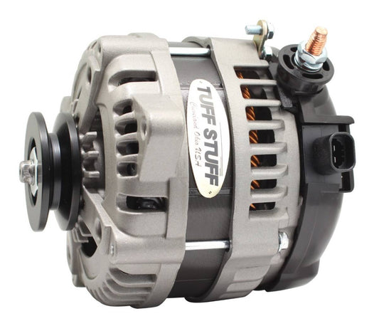 Tuff-Stuff Alternator - Factory Cast PLUS - 225 amps - 12V - 1-Wire - Single V-Belt Pulley - Aluminum Case - Natural -