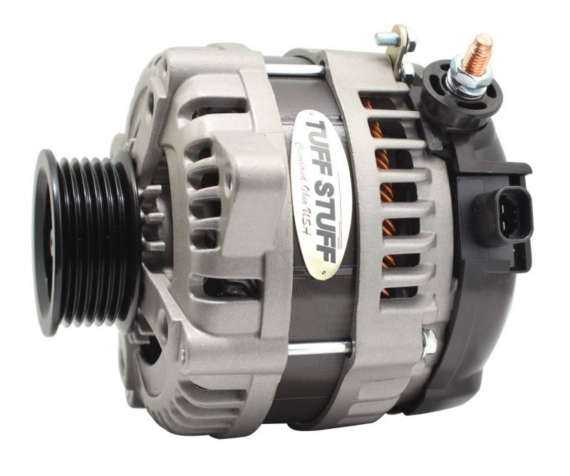 Tuff-Stuff Alternator - Factory Cast PLUS - 225 amps - 12V - 1-Wire - 6-Rib Serpentine Pulley - Aluminum Case -