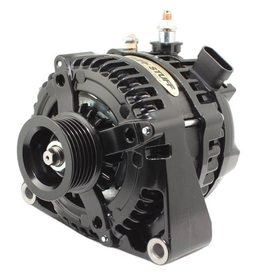 Tuff-Stuff Alternator - 225 Amp - 12 V - OEM - 6-Rib Serpentine Pulley - Aluminum Case - Black Powder Coat - GM