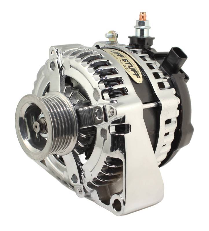 Tuff-Stuff Alternator - 225 Amp - 12 V - 1-Wire - 6-Rib Serpentine Pulley - Aluminum Case - Chrome Plated - GM
