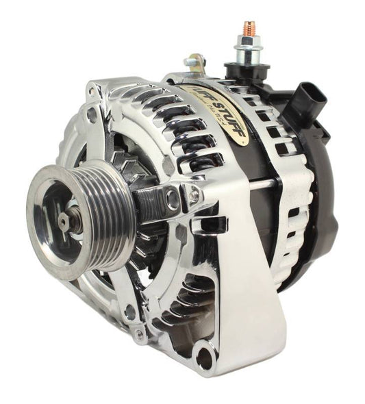 Tuff-Stuff Alternator - 225 Amp - 12 V - 1-Wire - 6-Rib Serpentine Pulley - Aluminum Case - Chrome Plated - GM