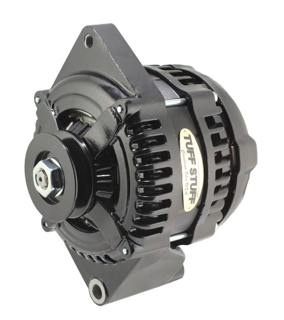 Tuff-Stuff Alternator - 225 amps - 12V - 1-Wire - Single V-Belt Pulley - Aluminum Case - Black Powder Coat - Ford - Each