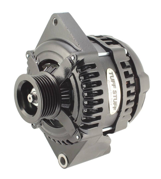 Tuff-Stuff Alternator - 225 amps - 12V - 1-Wire - 6-Rib Serpentine Pulley - Aluminum Case - Black Powder Coat - Ford -