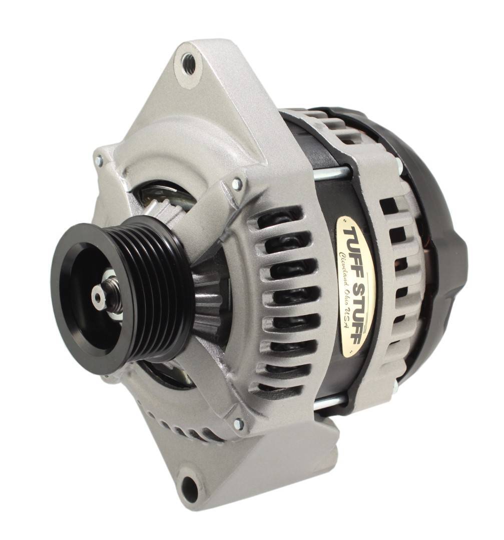 Tuff-Stuff Alternator - 225 amps - 12V - 1-Wire - 6-Rib Serpentine Pulley - Aluminum Case - Natural - Ford - Each