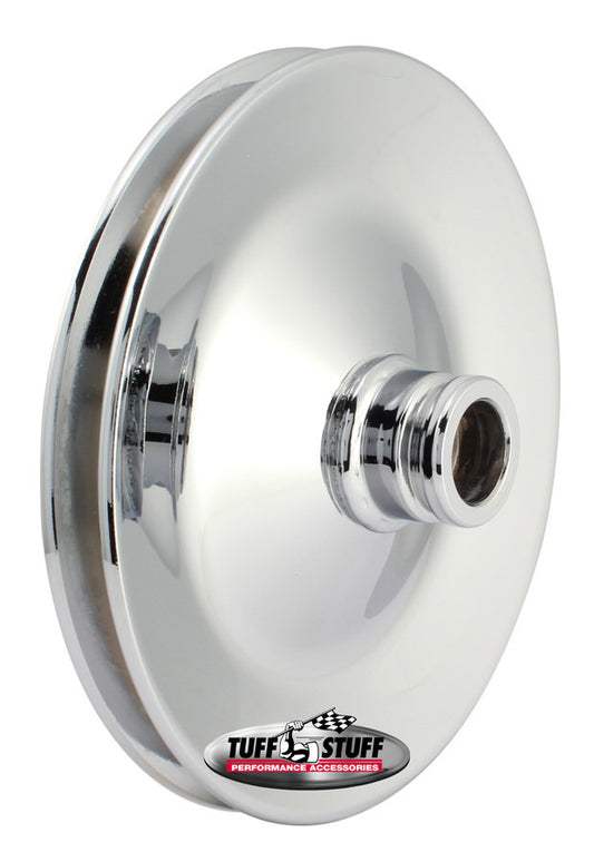 Tuff-Stuff Power Steering Pump Pulley - V-Belt - 1 Groove - Press-On - 5.8 in Diameter - Steel - Chrome - Tuff Stuff