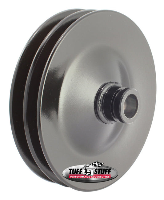 Tuff-Stuff Power Steering Pump Pulley - V-Belt - 2-Groove - Press-On - 5.8 in Diameter - Steel - Black Powder Coat -