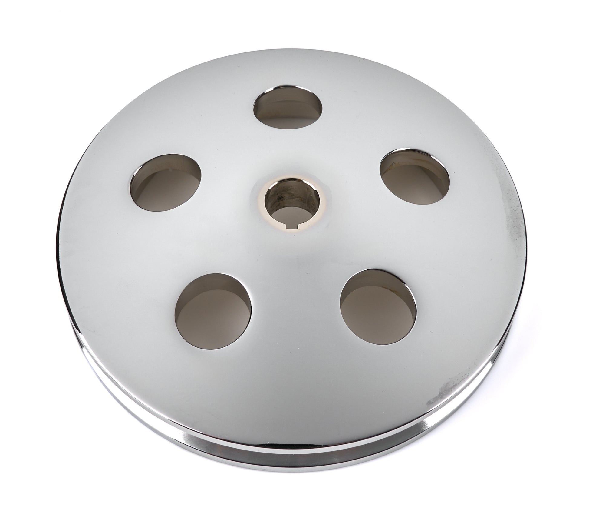 Tuff-Stuff Power Steering Pump Pulley - V-Belt - 1 Groove - Bolt-On - 5.75 in Diameter - Aluminum - Chrome - Saginaw -