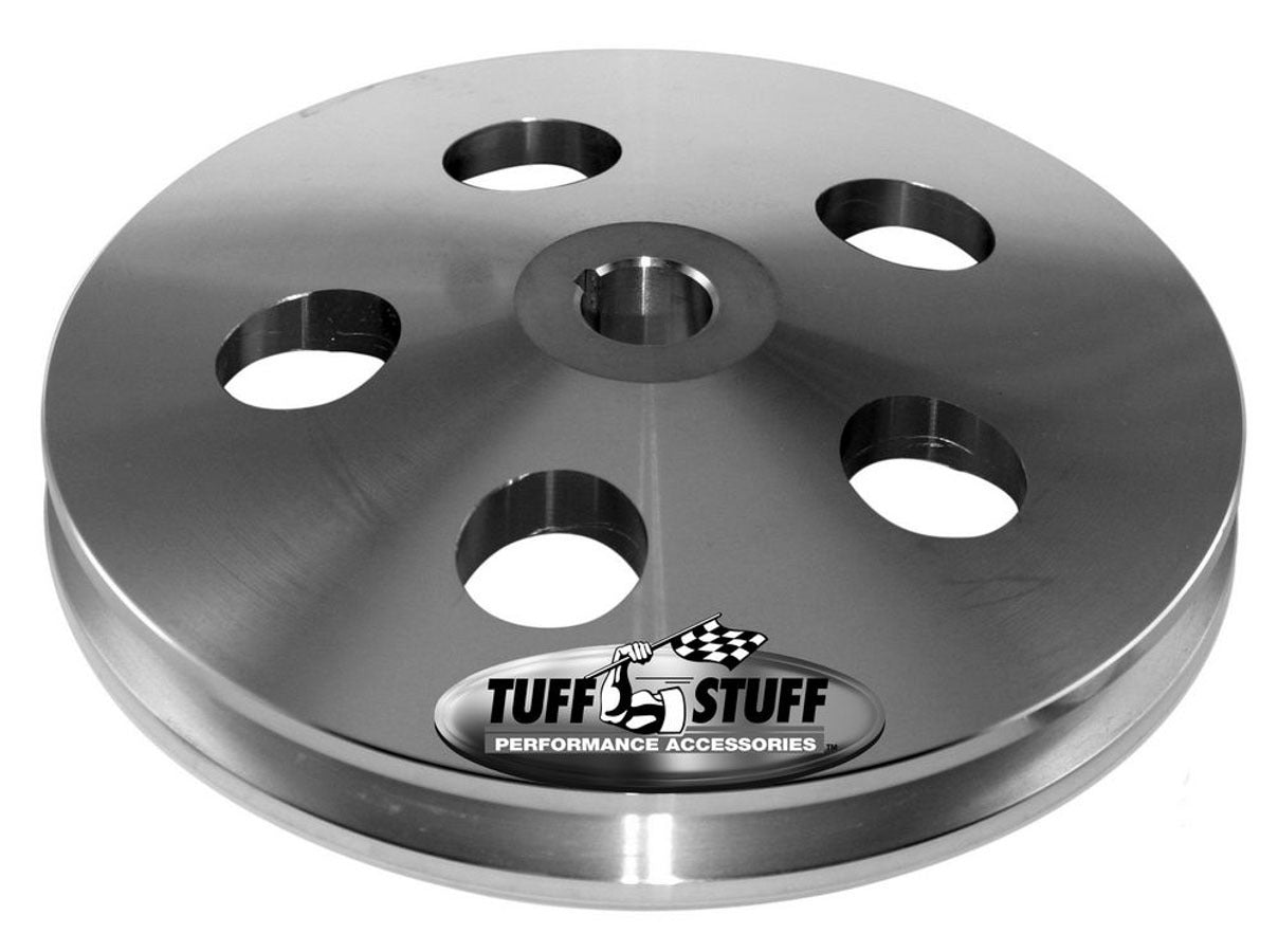 Tuff-Stuff Power Steering Pump Pulley - V-Belt - 1 Groove - Bolt-On - 5.75 in Diameter - Aluminum - Machined - Saginaw