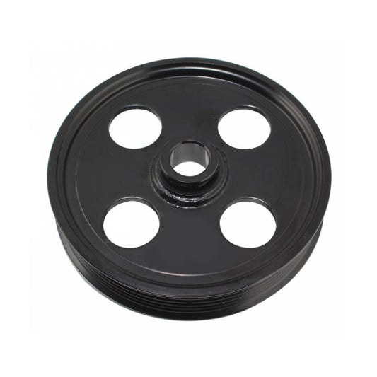 Tuff-Stuff Power Steering Pump Pulley - Serpentine - 6-Rib - Press-On - 5.25 in Diameter - Steel - Black Powder Coat -