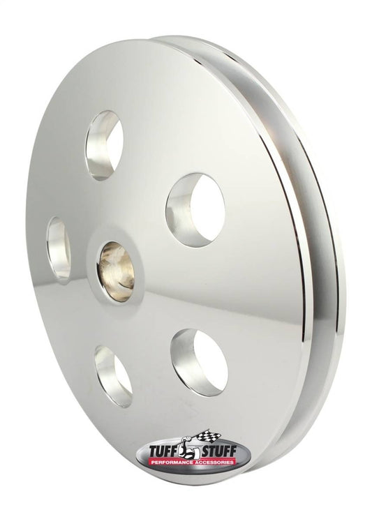 Tuff-Stuff Power Steering Pump Pulley - V-Belt - 1 Groove - Press-On - 4.563 in Diameter - Aluminum - Chrome - GM Type