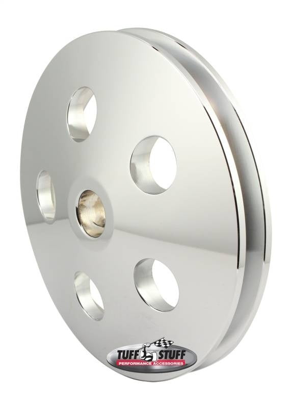Tuff-Stuff Power Steering Pump Pulley - V-Belt - 1 Groove - Press-On - 4.563 in Diameter - Aluminum - Polished - GM