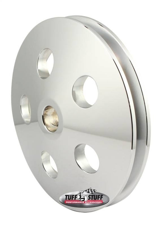 Tuff-Stuff Power Steering Pump Pulley - V-Belt - 1 Groove - Press-On - 4.563 in Diameter - Aluminum - Polished - GM