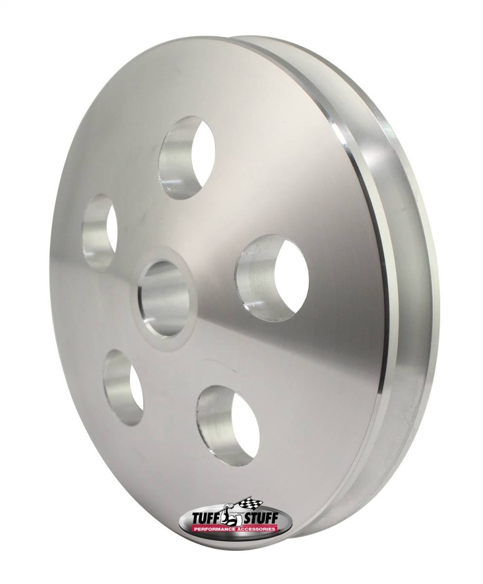 Tuff-Stuff Power Steering Pump Pulley - V-Belt - 1 Groove - Press-On - 4.563 in Diameter - Aluminum - Natural - GM