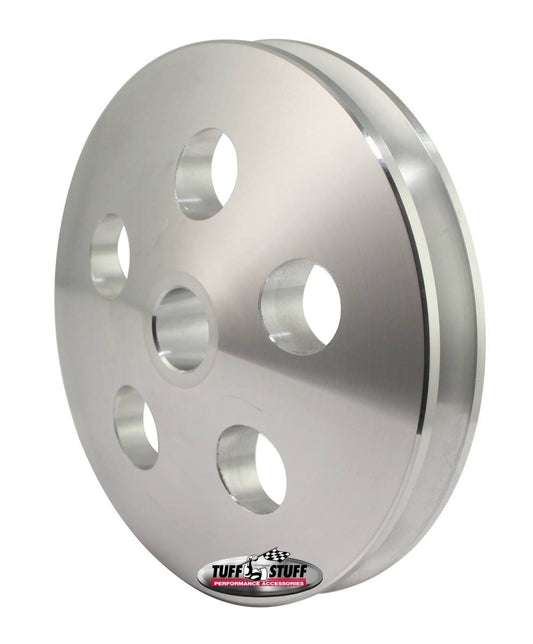 Tuff-Stuff Power Steering Pump Pulley - V-Belt - 1 Groove - Press-On - 4.563 in Diameter - Aluminum - Natural - GM