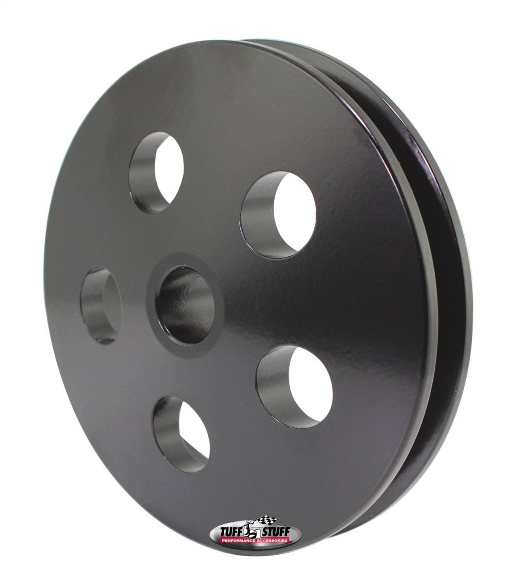 Tuff-Stuff Power Steering Pump Pulley - V-Belt - 1 Groove - Press-On - 4.563 in Diameter - Aluminum - Black Powder