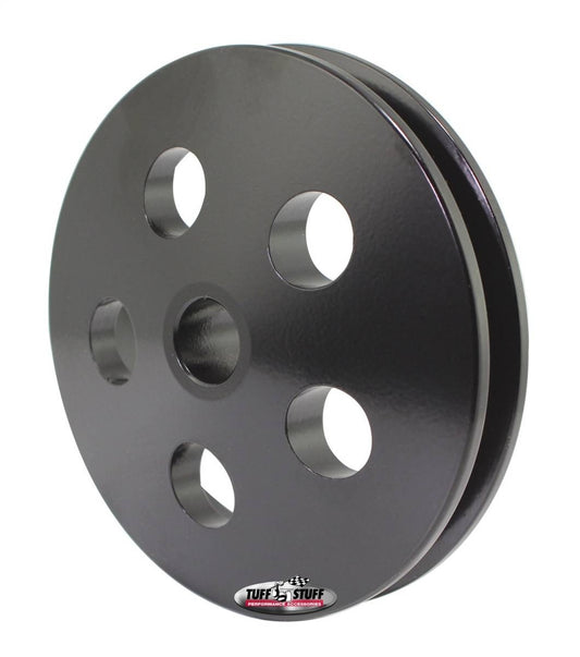 Tuff-Stuff Power Steering Pump Pulley - V-Belt - 1 Groove - Press-On - 4.563 in Diameter - Aluminum - Black Powder