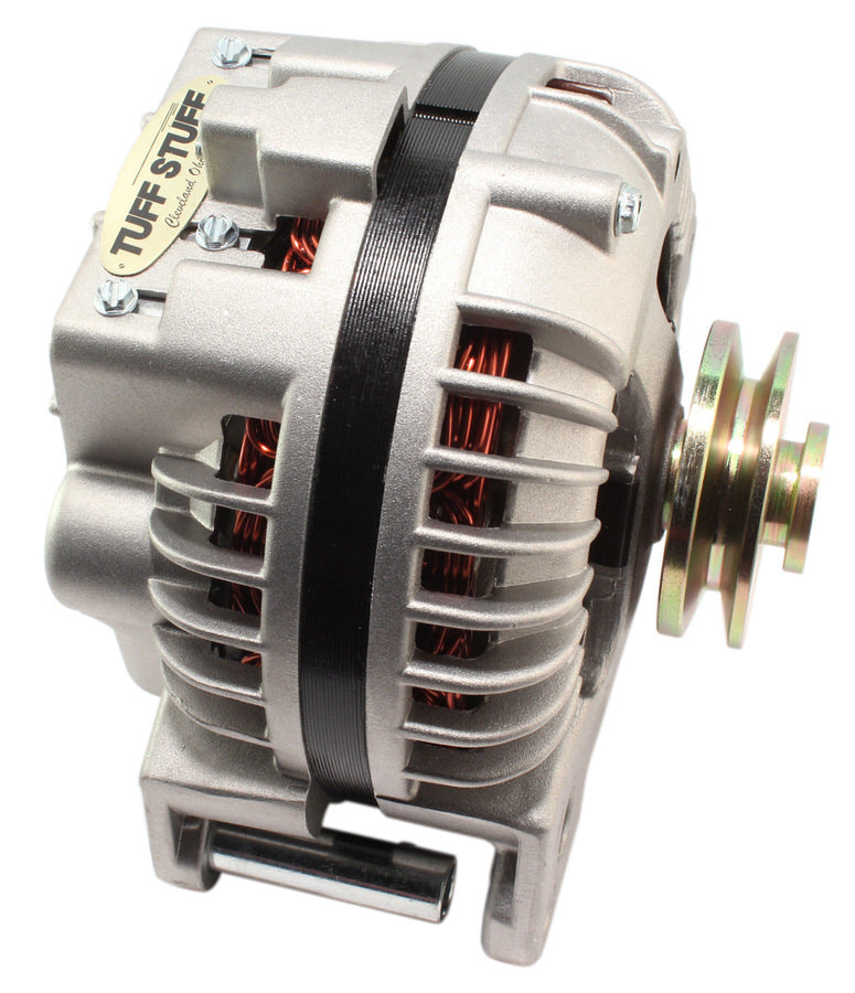 Tuff-Stuff Alternator - Factory Cast PLUS - 100 amps - 12V - 1 Wire - Single V-Belt Pulley - Aluminum Case - Natural -