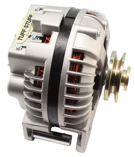 Tuff-Stuff Alternator - Factory Cast PLUS - 100 amps - 12V - 1 Wire - Single V-Belt Pulley - Aluminum Case - Natural -