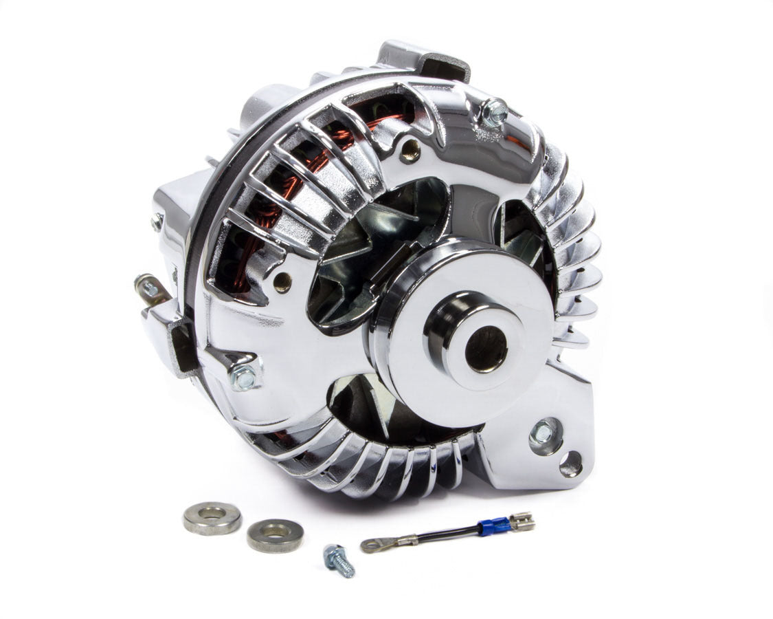 Tuff-Stuff Alternator - 100 amps - 12V - External Regulator - Single V-Belt Pulley - Aluminum Case - Chrome - Mopar -