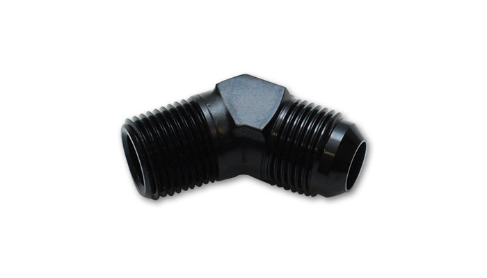 Vibrant Performance Fitting - Adapter - 45 Degree - 3 AN Male to 1/8 in NPT Male - Aluminum - Black Anodized - Each