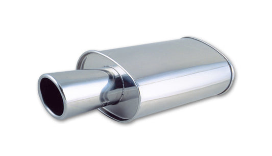 Vibrant Performance Muffler - Streetpower - 2.5 in Center Inlet - 4 in Center Outlet - 15 x 5 x 9 in Oval Body - 23 in
