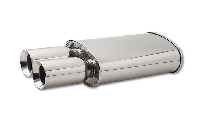 Vibrant Performance Muffler - Streetpower - 3 in Center Inlet - Dual 3.5 in Straight Cut Tips - 5 in x 9 in Oval Body