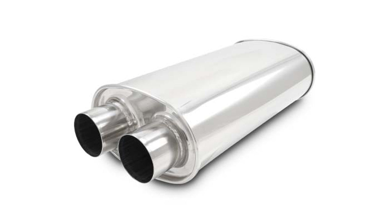Vibrant Performance Muffler - Streetpower - Dual 3 in Inlets - Dual 3 in Outlets - 18 x 8.5 in x 5.25 in Oval Body -