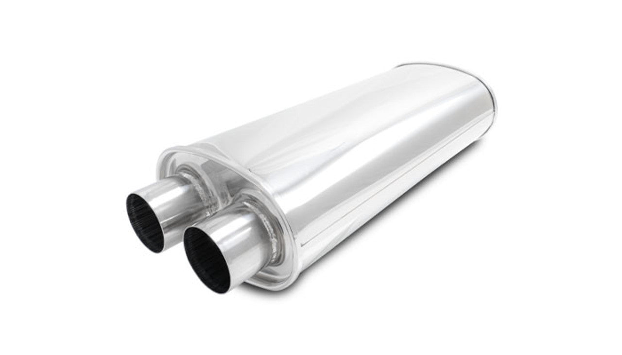 Vibrant Performance Muffler - Streetpower - Dual 2.5 in Inlets - Dual 2.5 in Outlets - 18 x 8.5 in x 5.25 in Oval Body