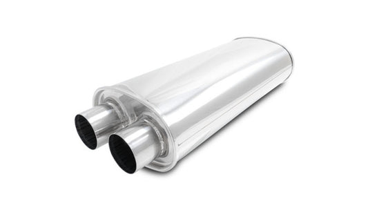 Vibrant Performance Muffler - Streetpower - Dual 2.5 in Inlets - Dual 2.5 in Outlets - 18 x 8.5 in x 5.25 in Oval Body