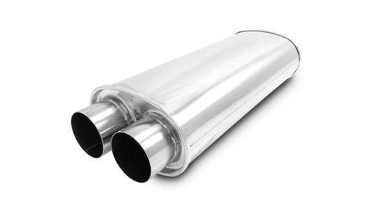 Vibrant Performance Muffler - Streetpower - Dual 3 in Inlets - Dual 3 in Outlets - 18 x 8.5 in x 5.25 in Oval Body -