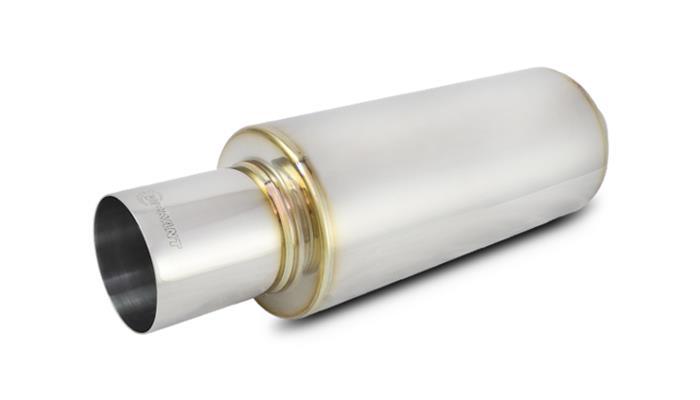 Vibrant Performance Muffler - TPV Turbo - 3 in Center Inlet - 4 in Center Outlet - 14 x 6.25 in Round Body - 21.25 in