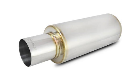 Vibrant Performance Muffler - TPV Turbo - 3 in Center Inlet - 4 in Center Outlet - 14 x 6.25 in Round Body - 21.25 in