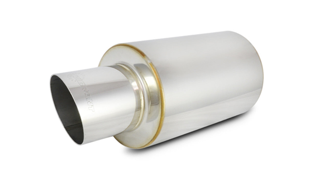 Vibrant Performance Muffler - TPV Turbo - 3 in Center Inlet - 4 in Center Outlet - 10.25 x 6.25 in Round Body - 17.25
