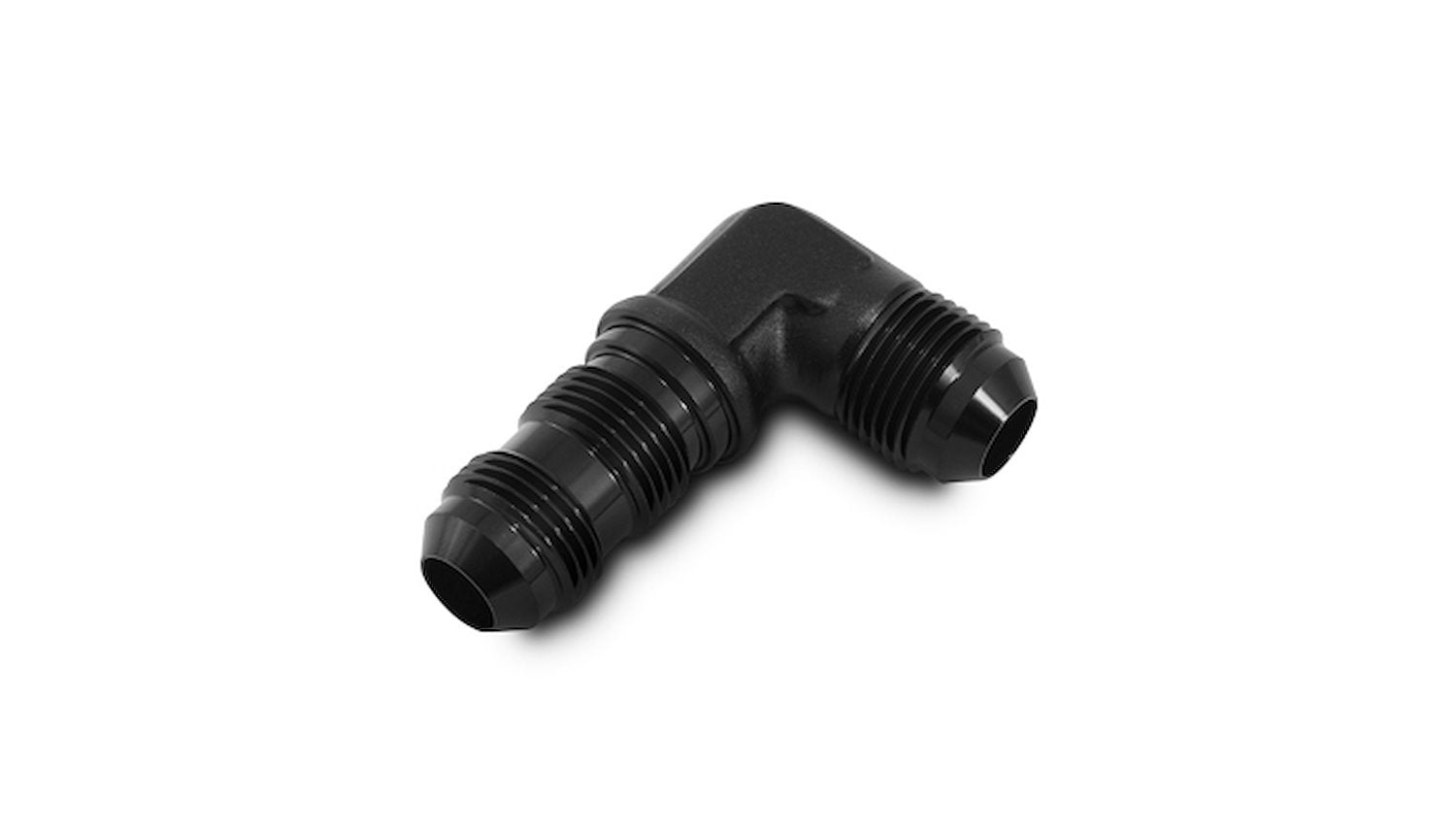 Vibrant Performance Fitting - Bulkhead - 90 Degree - 10 AN Male to 10 AN Male Bulkhead - Aluminum - Black Anodized -