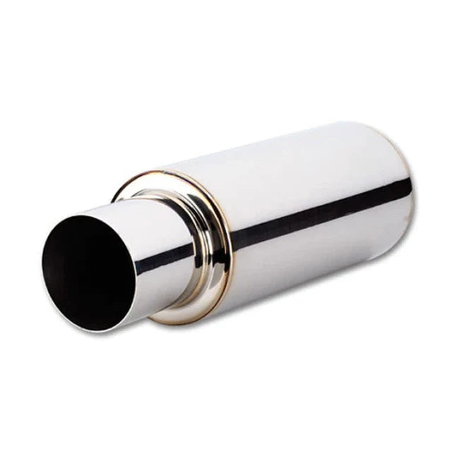 Vibrant Performance Muffler - TVP Turbo - 3 in Center Inlet - 4 in Center Outlet - 10.25 x 6.25 in Round Body - 17.25