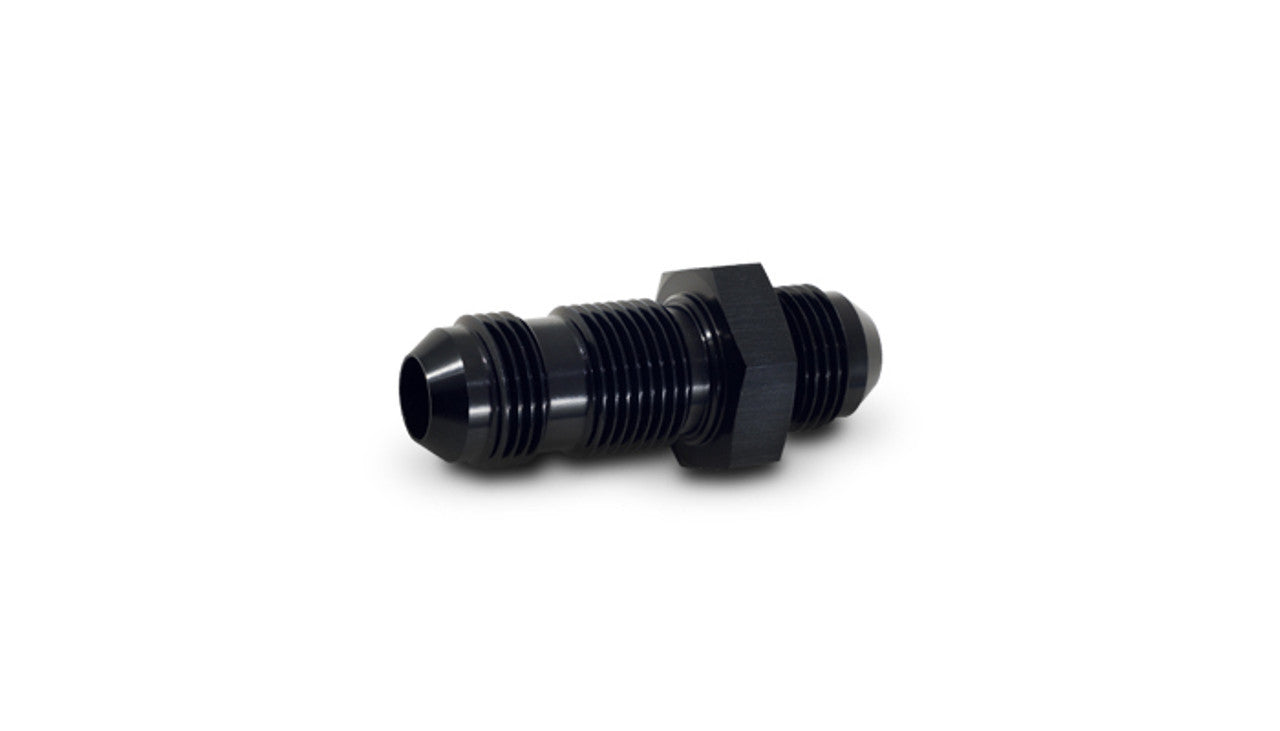 Vibrant Performance Fitting - Bulkhead - Straight - 8 AN Male to 8 AN Male Bulkhead - Aluminum - Black Anodized - Each