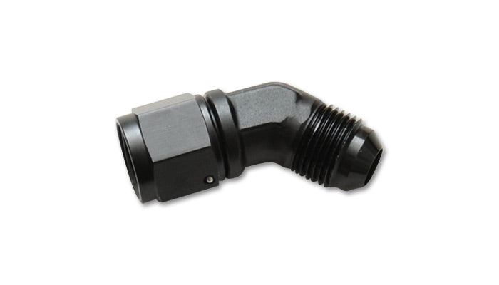 Vibrant Performance Fitting - Adapter - 45 Degree - 8 AN Female Swivel to 8 AN Male - Aluminum - Black Anodized - Each
