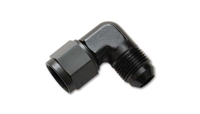 Vibrant Performance Fitting - Adapter - 90 Degree - 10 AN Female Swivel to 10 AN Male - Aluminum - Black Anodized - Each