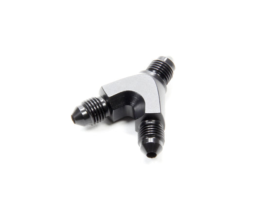 Vibrant Performance Fitting - Y Block - 3 AN Male Inlet - Dual 3 AN Male Outlets - Aluminum - Black Anodized - Each