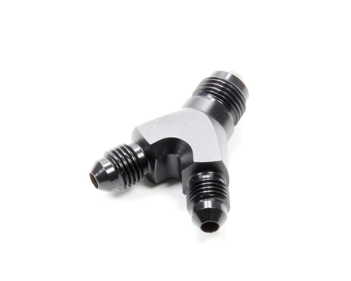 Vibrant Performance Fitting - Y Block - 6 AN Male Inlet - Dual 4 AN Male Outlets - Aluminum - Black Anodized - Each