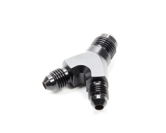 Vibrant Performance Fitting - Y Block - 6 AN Male Inlet - Dual 4 AN Male Outlets - Aluminum - Black Anodized - Each