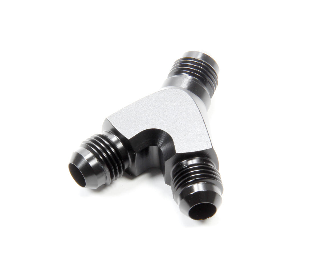 Vibrant Performance Fitting - Y Block - 6 AN Male Inlet - Dual 6 AN Male Outlets - Aluminum - Black Anodized - Each
