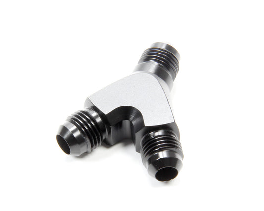 Vibrant Performance Fitting - Y Block - 6 AN Male Inlet - Dual 6 AN Male Outlets - Aluminum - Black Anodized - Each