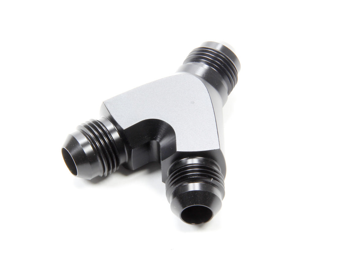 Vibrant Performance Fitting - Y Block - 8 AN Male Inlet - Dual 8 AN Male Outlets - Aluminum - Black Anodized - Each