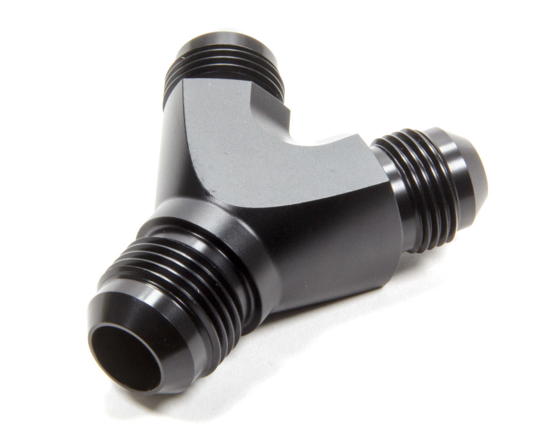Vibrant Performance Fitting - Y Block - 10 AN Male Inlet - Dual 8 AN Male Outlets - Aluminum - Black Anodized - Each