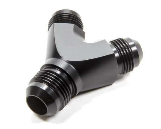 Vibrant Performance Fitting - Y Block - 10 AN Male Inlet - Dual 8 AN Male Outlets - Aluminum - Black Anodized - Each